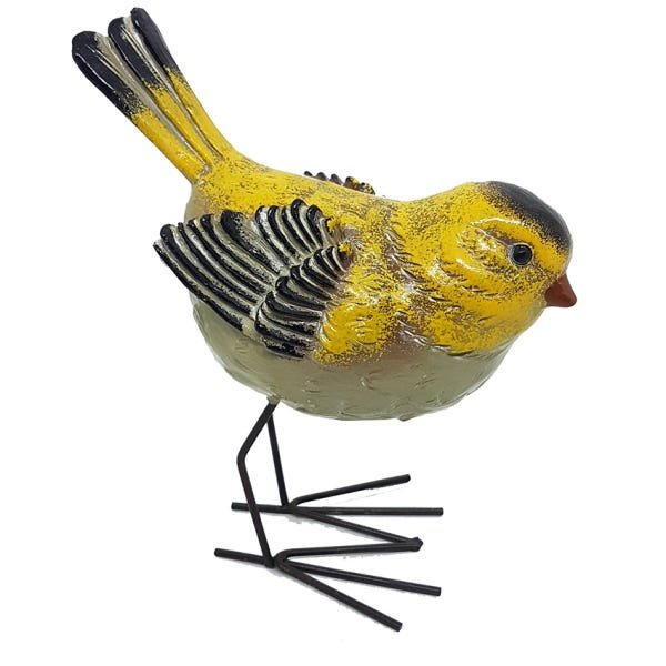 Enfeite de jardim pássaro pés de ferro amarelo - 1