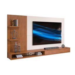 Painel TV Sala Até 60 Polegadas Ripado Freijó Off White Bento DJ Móveis - 2