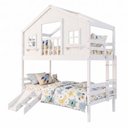 Ver imagem 6 de Beliche Solteiro Casinha Dos Sonhos Varanda Kit Escorregador Madeira Maciça Branco Housin