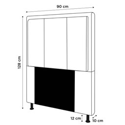 Cabeceira Cama Box Solteiro Veneza 90 Cm Suede MV Estofados Cinza - 4