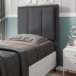 Cabeceira Cama Box Solteiro Veneza 90 Cm Suede MV Estofados Cinza - 2