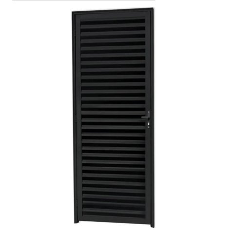 Porta de Giro Alumínio Preto Palheta Veneziana Fechada Maxx - 210x70 - Esquerda