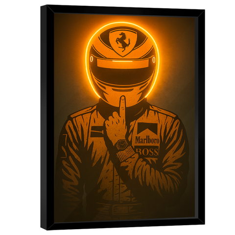 Quadro Decorativo Piloto Número 1 Neon Laranja