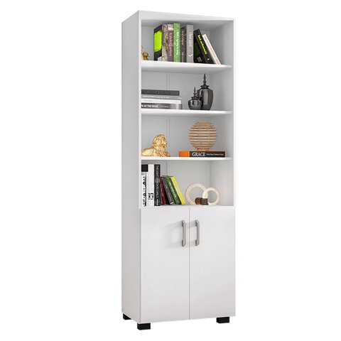 Livreiro 5 Prateleiras C/ Portas Pequenas Office Branco