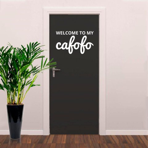 Adesivo de Porta Bem vindo - Welcome to My Cafofo - Branco