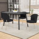 Ver imagem 2 de Kit 04 Cadeiras para Sala de Jantar Cozinha Estofada Gavi Arena L02 Bouclê Preto - Lyam Decor