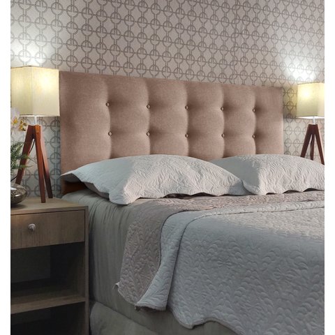 Cabeceira Casal 140 Cama Box Viena Botone Bege Linho Painel Rbl