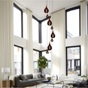 Ver imagem 1 de Lustre Pendente para Sala Pé Direito Duplo Sp-rain Marrom