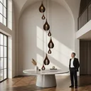 Ver imagem 5 de Lustre Pendente para Sala Pé Direito Duplo Sp-Rain Marrom