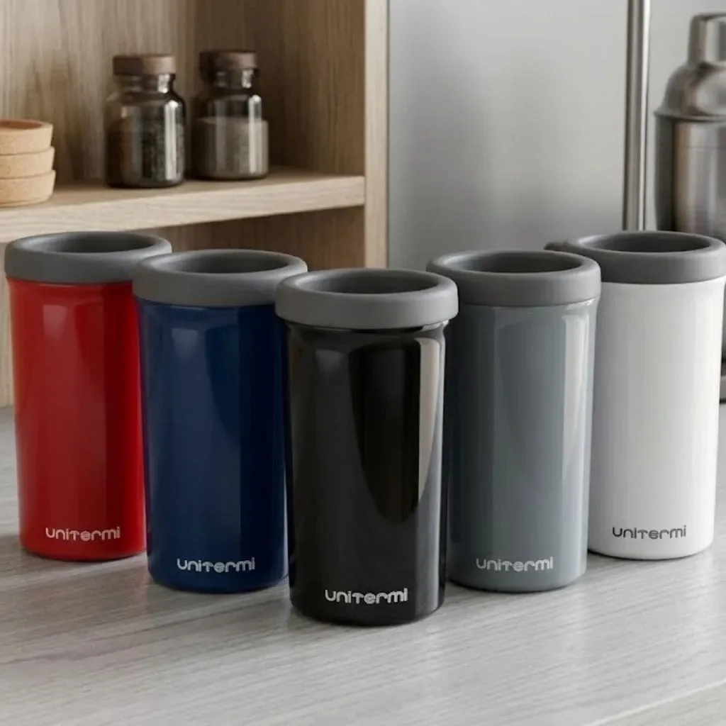 Ver imagem 2 de Kit 2 Porta Lata Térmico Slim Unitermi 350ml Suporte para Cerveja:Preto