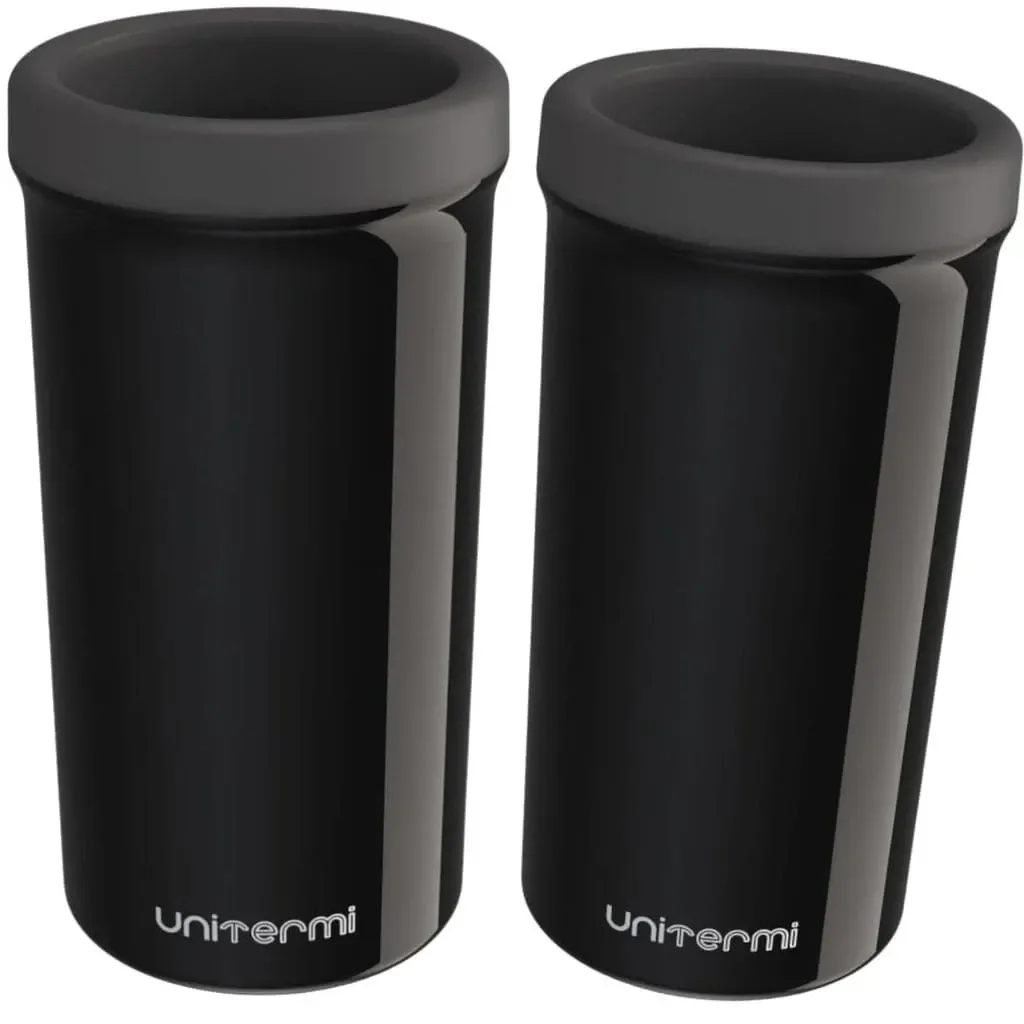 Kit 2 Porta Lata Térmico Slim Unitermi 350ml Suporte para Cerveja:Preto