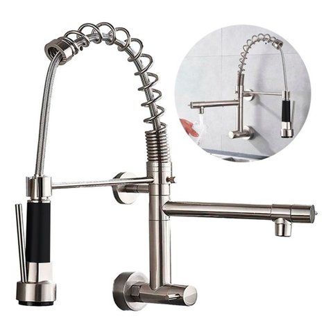 Torneira de Parede Cozinha Gourmet 2 Saídas Inox Prata Brinovar