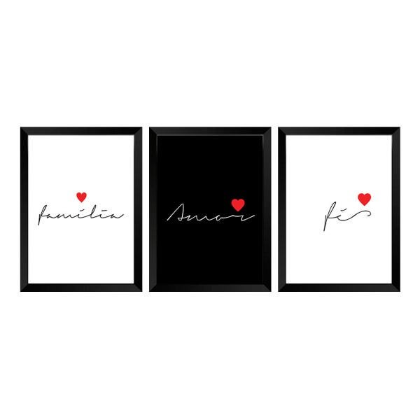 Kit de Quadros Decorativos 3 peças Inspirações - 1