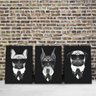 Quadros Cães da Mafia Pets de Preto com oculos Conj. 3 peças - 3