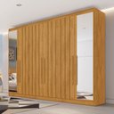 Ver imagem 1 de Guarda-roupa Solteiro Oxford 6 Portas 4 Gavetas com Espelho Ripado 100% Mdf Peroba - Mademarques