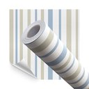 Ver imagem 1 de Papel de Parede Adesivo Lavavel Listrado Azul e Bege 500x60cm