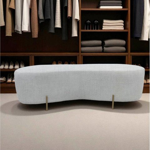 Puff Decorativo Orgânico Alana Linho Bege