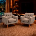 Ver imagem 1 de Kit 2 Poltronas Sala de Estar Bia Pés Palito Suede Capuccino M3 - Monari Design