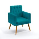 Ver imagem 3 de Kit Poltrona Namoradeira e 2 Poltronas Nina Capitonê com Puff Solar Suede Azul Turquesa Aradecor