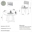 Ver imagem 3 de Conjunto Sala de Jantar Mesa Redonda Giratória 130cm com 6 Cadeiras MDF Estofada Carvalho Rosé/Bege