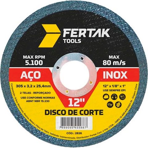 Caixa Disco de Corte 12" X 1/8x1" - Fertak (5 Unidades)