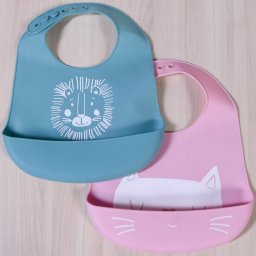Babador Cata Migalha Silicone Impermeável Azul - 2