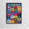 Quadro Decorativo Basquete Logo Times 45x34cm - com vidro:Madeira preta - 1