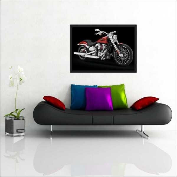 Quadro Decorativo Motos Motociclismo Vintage Retrô Salas Decorações Interiores Com Moldura - 3
