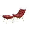 Poltrona Costela Luxo com Puff Adão Dourado -Veludo Vermelho - 3