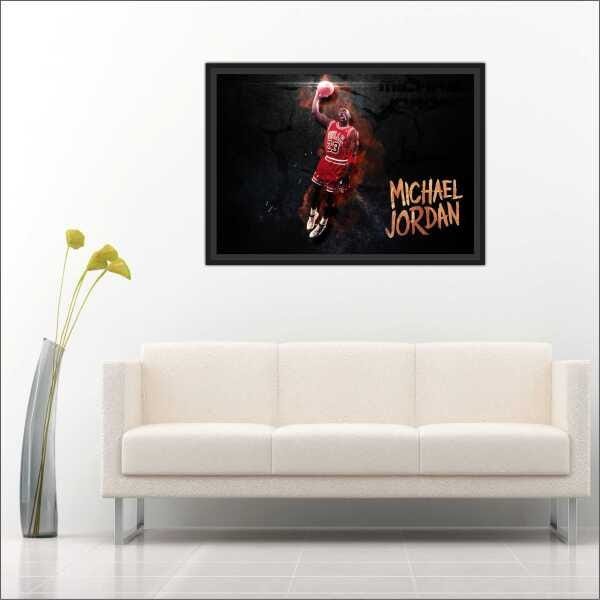 Quadro Decorativo Michael Jordan Basquete Salas Decorações Interiores Com Moldura - 4