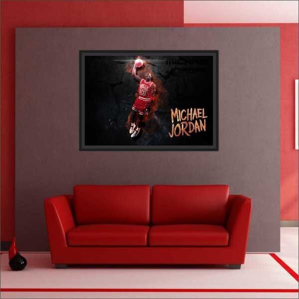 Quadro Decorativo Michael Jordan Basquete Salas Decorações Interiores Com Moldura - 3