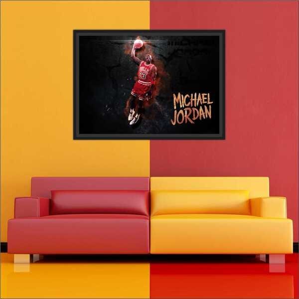 Quadro Decorativo Michael Jordan Basquete Salas Decorações Interiores Com Moldura - 2