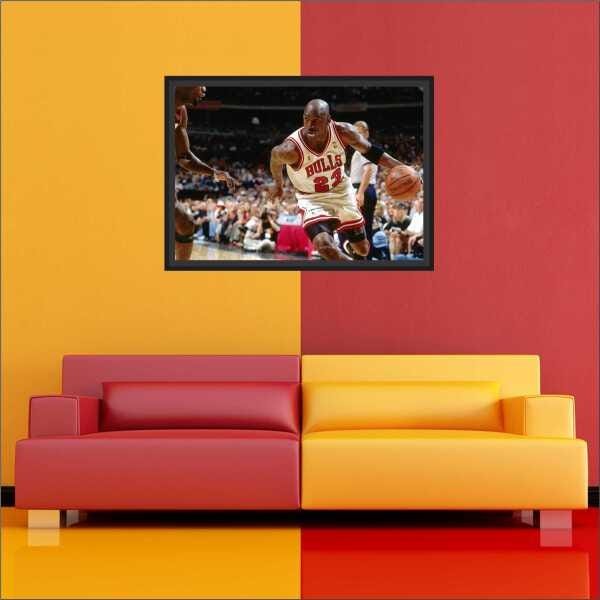 Quadro Decorativo Michael Jordan Basquete Esporte Quartos Salas Decorações  Com Moldura G04