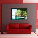 Ver imagem 3 de Quadro Decorativo Barco Praia Mar Natureza Paisagens Salas Interiores Com Moldura Decorações