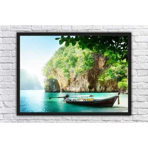 Quadro Decorativo Barco Praia Mar Natureza Paisagens Salas Interiores Com Moldura Decorações