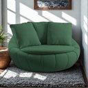 Ver imagem 1 de Poltrona Giratória Madeira Escritório Sala Quarto Almofadas Luxo Reforçada Verde