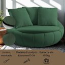 Ver imagem 3 de Poltrona Giratória Madeira Escritório Sala Quarto Almofadas Luxo Reforçada Verde
