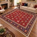 Ver imagem 2 de Tapete Persa Tabriz Feito À Mão Vermelho e Azul 305x305cm