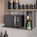 Ver imagem 2 de Suporte Micro-ondas Forno Armário Aéreo 80cm 2 Prateleiras Maya M24 Grafite - Mpozenato