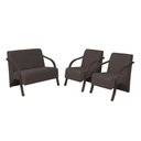 Ver imagem 1 de Conjunto Vênus 2 Poltronas de 1 Lugar e 1 de 2 Lugares Braço Madeira D Salla Suede Marrom