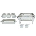 Ver imagem 4 de Rechaud Inox 9 Litros Top Luxo Tampa Giratória Panelas Banho Maria 3 Cubas Buffet 1/3 RB2301-03