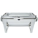 Ver imagem 7 de Rechaud Inox 9 Litros Top Luxo Tampa Giratória Panelas Banho Maria 3 Cubas Buffet 1/3 RB2301-03