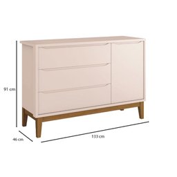 Berço Americano e Cômoda New Classic Rosa com Pés Madeira e Colchão Gazin – Reller - 4