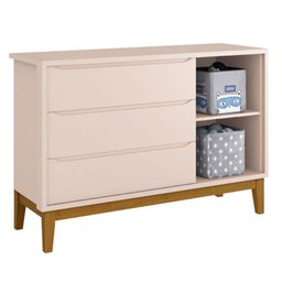 Berço Americano e Cômoda New Classic Rosa com Pés Madeira e Colchão Gazin – Reller - 5