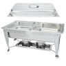 Rechaud Inox 9 Litros Top com Pé Chanfrado Panelas Banho Maria 2 Cubas Buffet 1/2 F533-02 - 1