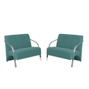 Ver imagem 1 de Kit 2 Poltronas Namoradeira 2 Lugares Vênus Braço Alumínio D Salla Suede Turquesa