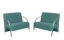 Ver imagem 1 de Kit 2 Poltronas Namoradeira 2 Lugares Vênus Braço Alumínio D Salla Suede Turquesa
