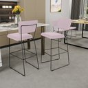 Ver imagem 2 de Kit 05 Banquetas Alta para Cozinha Sala de Jantar Base em Aço Allana L02 Suede Rosê - Lyam Decor