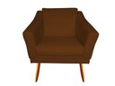 Ver imagem 1 de Poltrona Decorativa Agatha Couro Marrom Pés Madeira Mz Decor