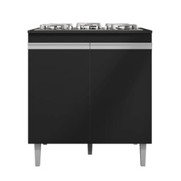 Balcão para Cooktop Andréia 2 Portas Preto Ajl - 1